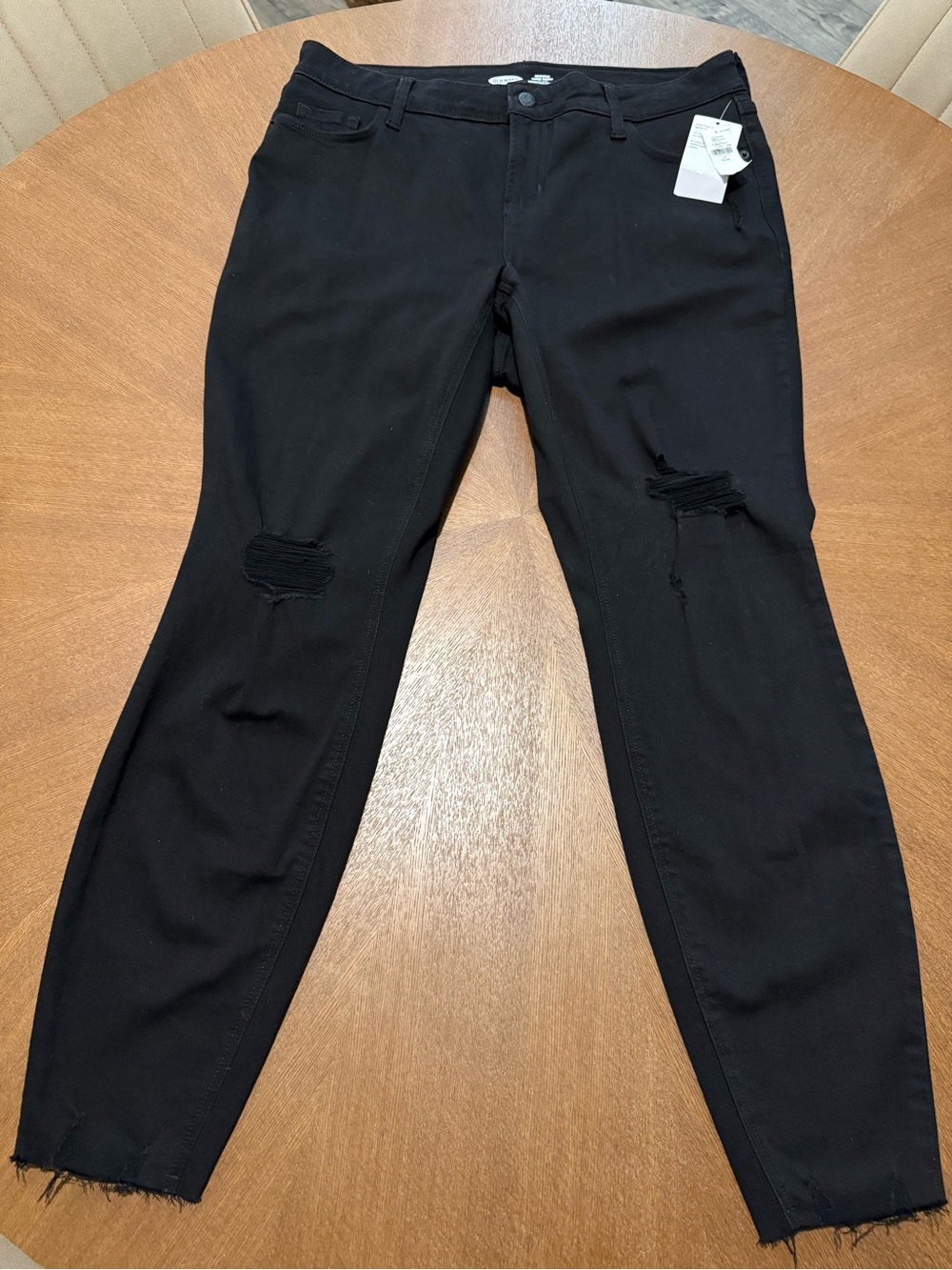 Old Navy Black Rockstar Super Skinny High Rise Jeans with Knee Rips NWT